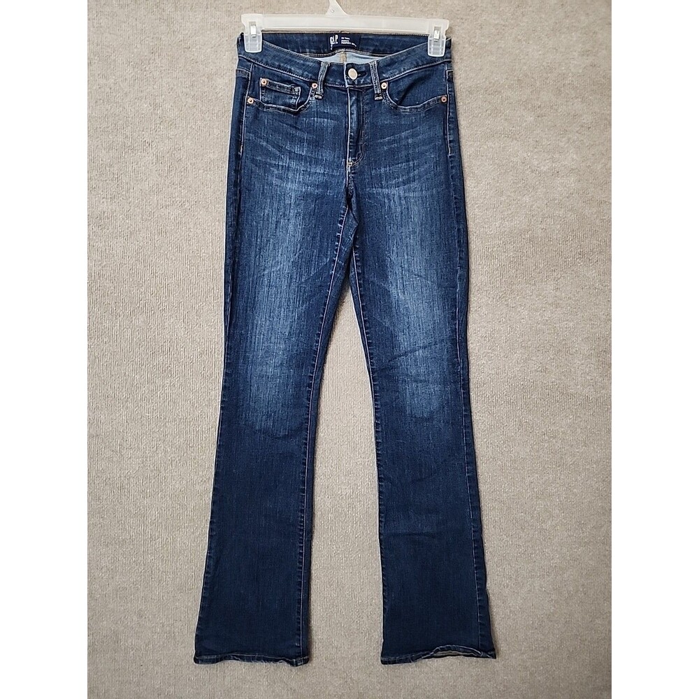 Gap Curvy Perfect Boot Cut Jeans Womens 28 Tall Blue Dark Wash Stretch